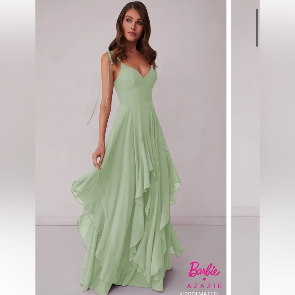 Azazie Dusty Sage Green Floor Length Dress
